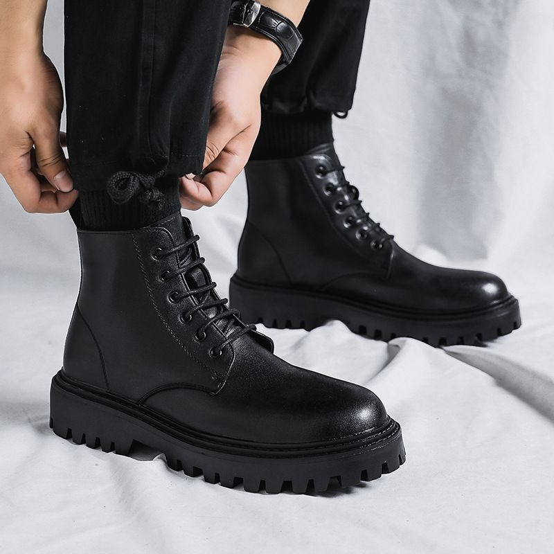 Men High Top Leather Boots Fas - Men'S Shoes Increase Height recension och pris