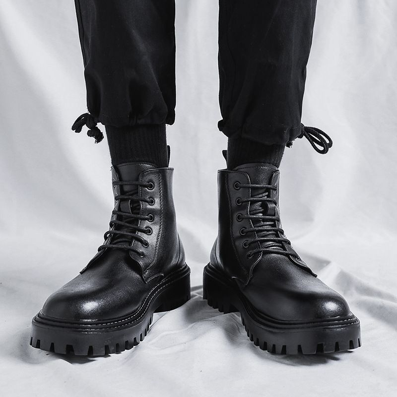Men High Top Leather Boots Fas - Men'S Shoes Increase Height recension och pris