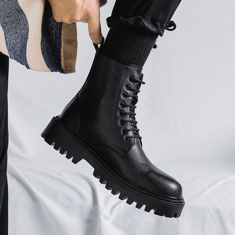 Men High Top Leather Boots Fas - Men'S Shoes Increase Height recension och pris
