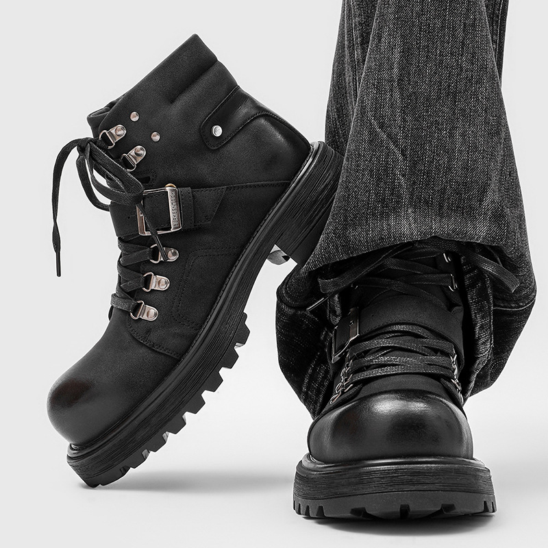 Brand Men Leather Boots Motorc - Men'S Shoes Top Brands recension och pris