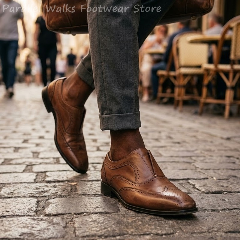 Mens Brown Leather Brogue Shoe - Men'S Shoes Brogues recension och pris